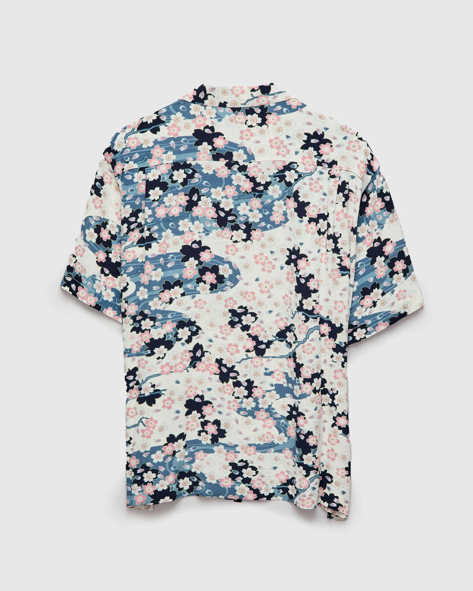 "Nagare Sakura" SS Aloha Shirt in White
