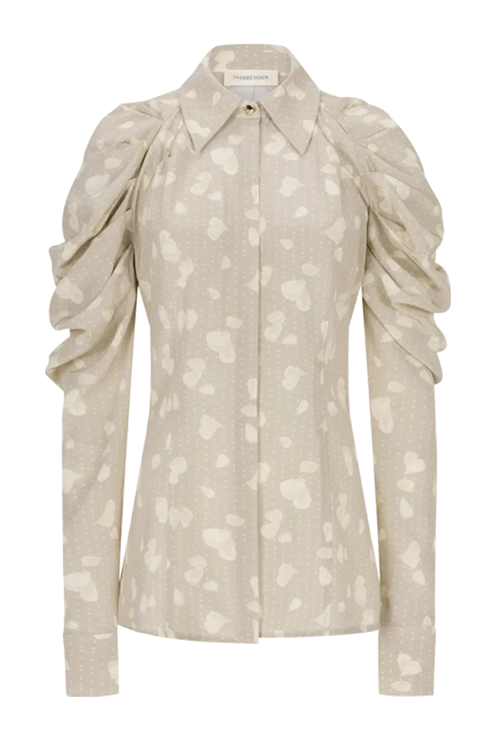 Raglan Sleeve Rose Print Shirt | Beige