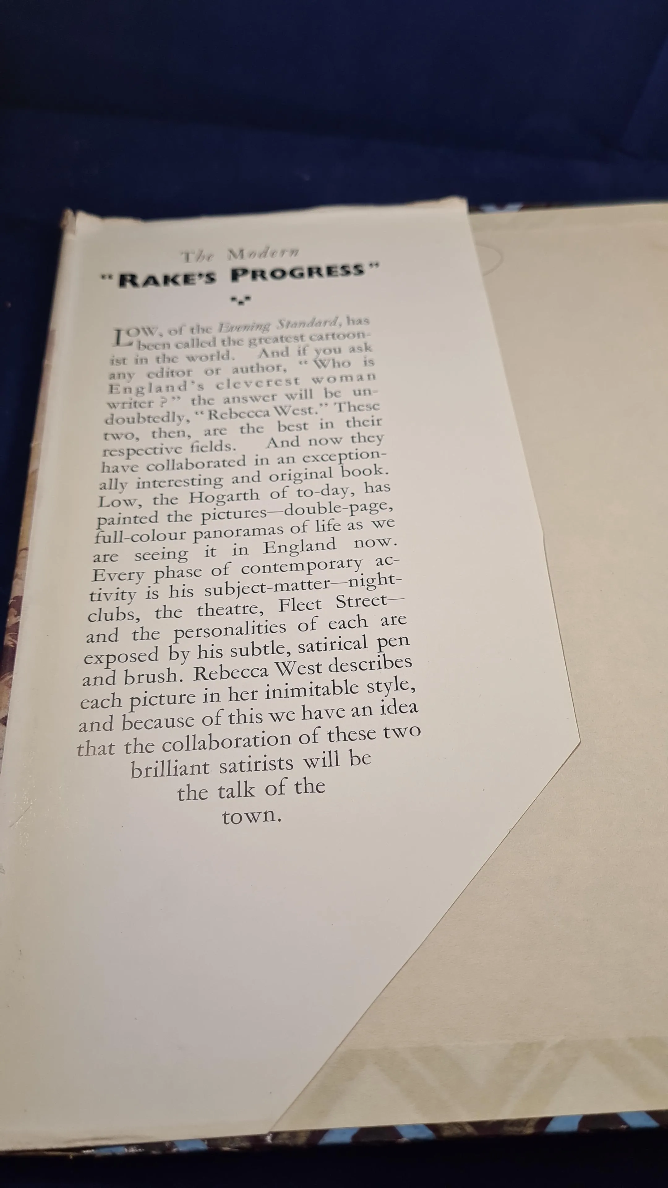 Rebecca West - The Modern "Rake's Progress" Hutchinson, 1934, David Low