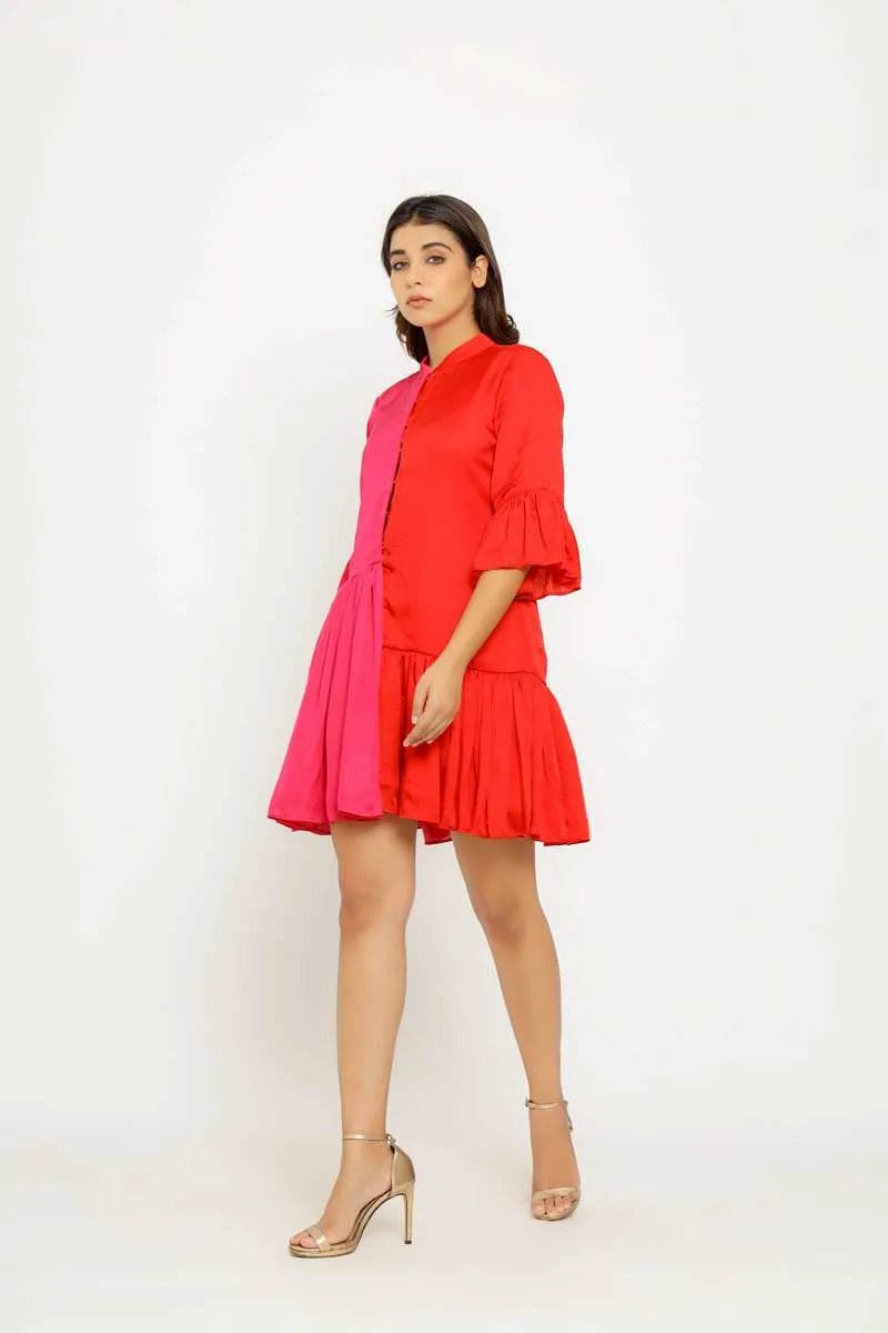 Red-Pink Half & Half Dress