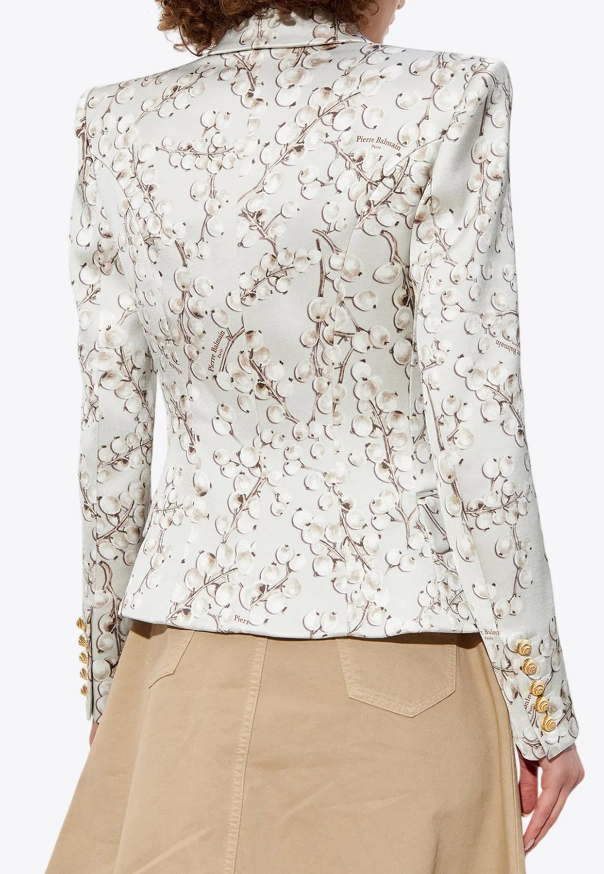 Redcurrant Print Double Breasted Satin Blazer