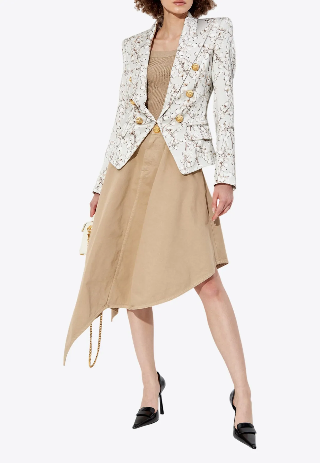 Redcurrant Print Double Breasted Satin Blazer