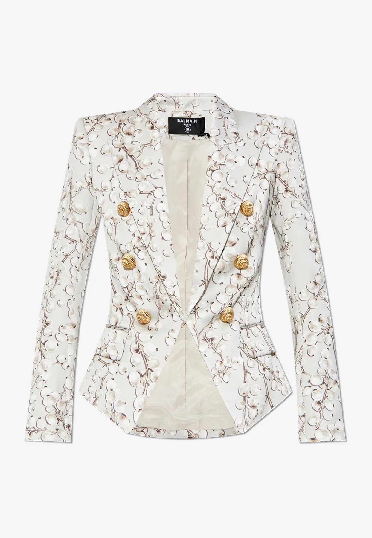 Redcurrant Print Double Breasted Satin Blazer
