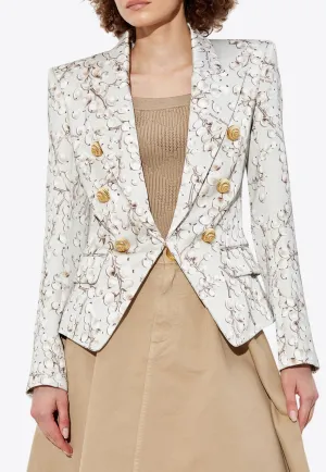 Redcurrant Print Double Breasted Satin Blazer