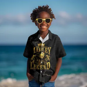 Reggae King Marley Kid Hawaiian Shirt Gold Lion LT05