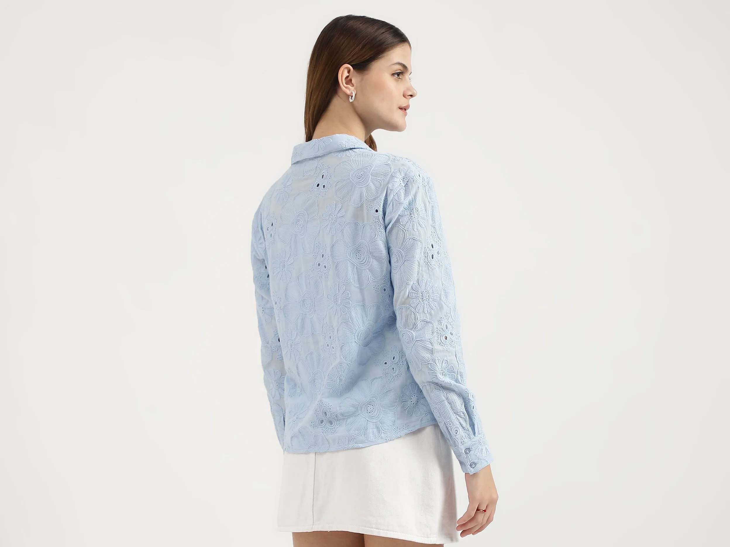 Regular Fit Spread Collar Embroidered Shirts