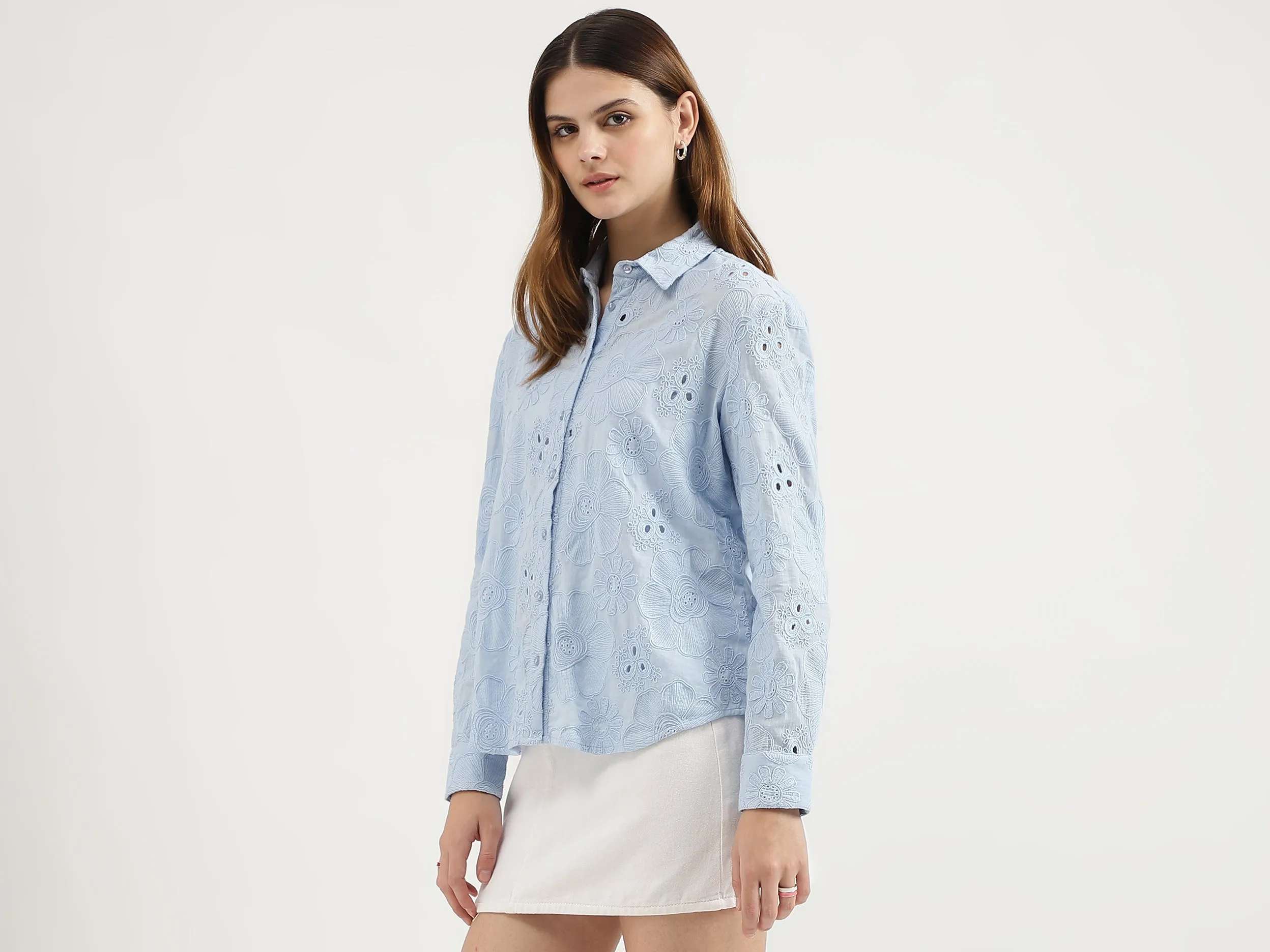 Regular Fit Spread Collar Embroidered Shirts