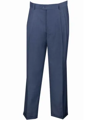 Regular Leg Pleated Pre-Hemmed With Cuffs Dress Pants (Blue) OP-900