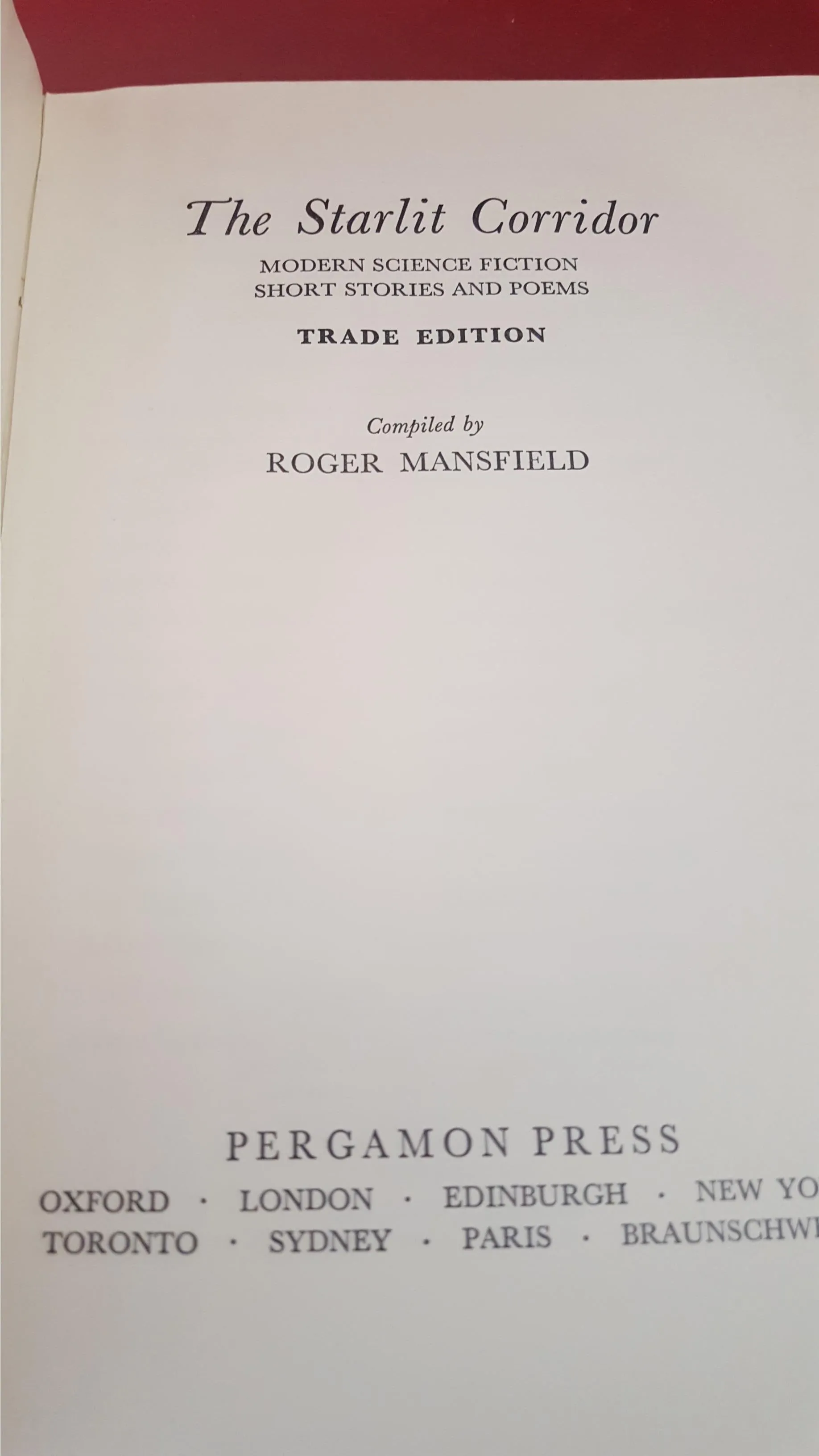 Roger Mansfield - The Starlit Corridor, Pergamon Press, 1967, First Edition