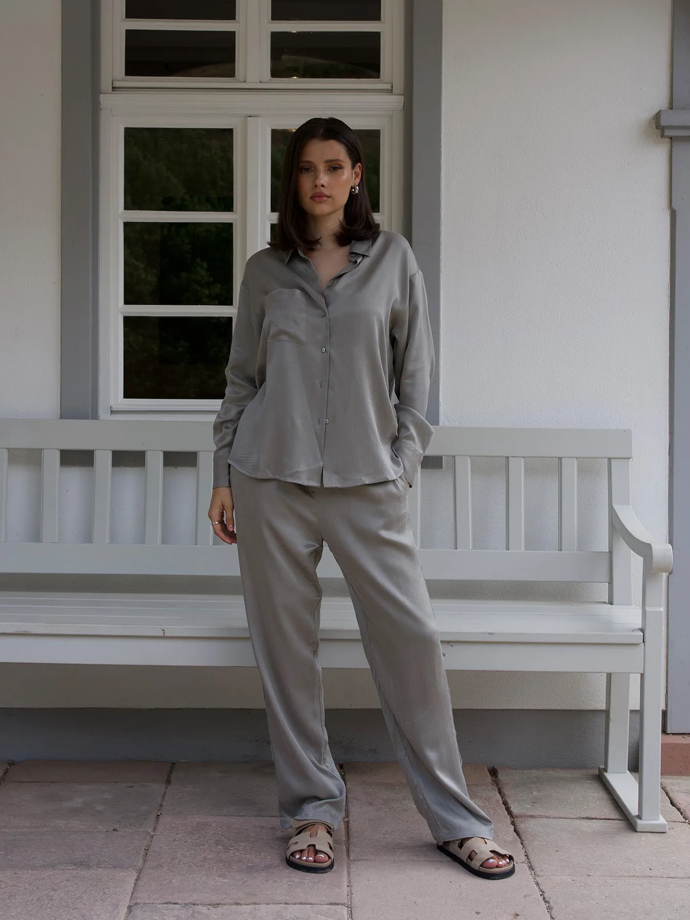ROMANTIC - Wide Leg Pants • Stone