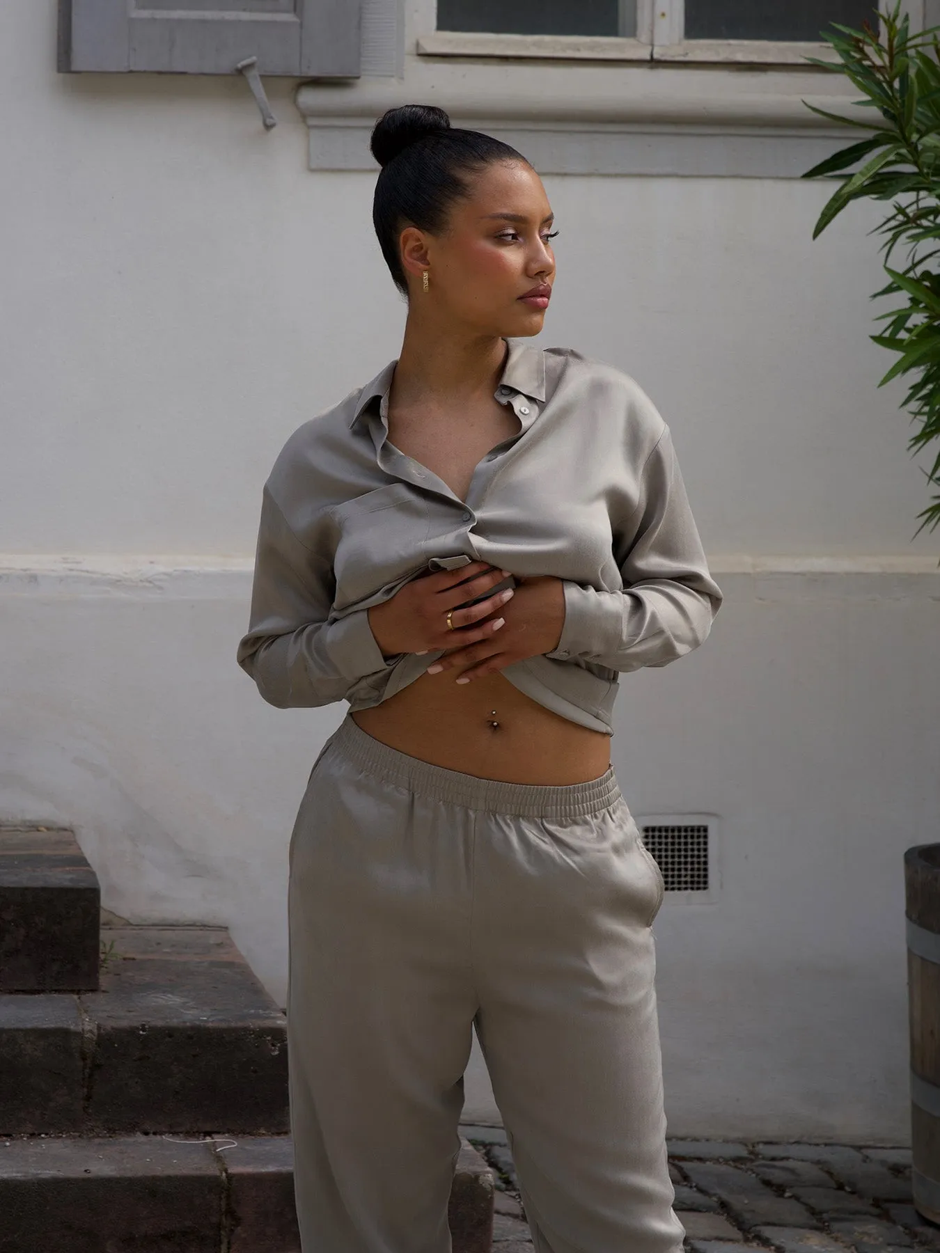 ROMANTIC - Wide Leg Pants • Stone