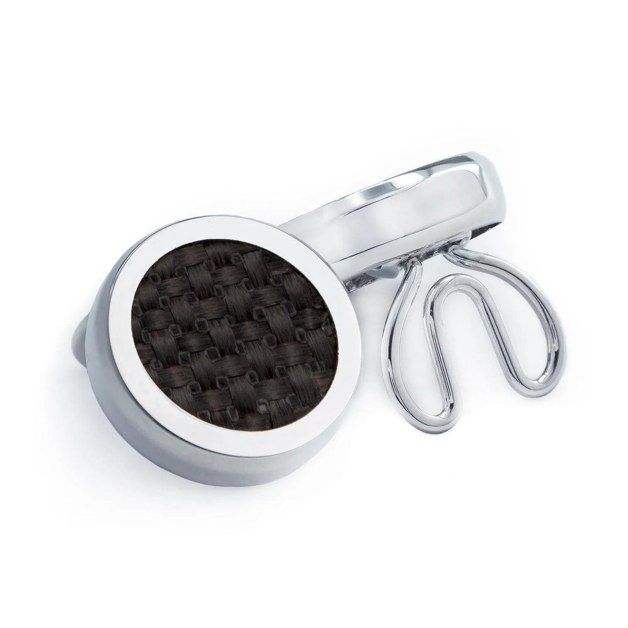 Round Carbon Fibre Cufflinks With Clip-On Button Covers