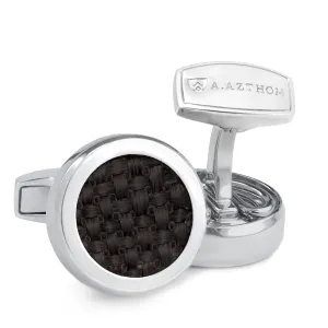 Round Carbon Fibre Cufflinks With Clip-On Button Covers