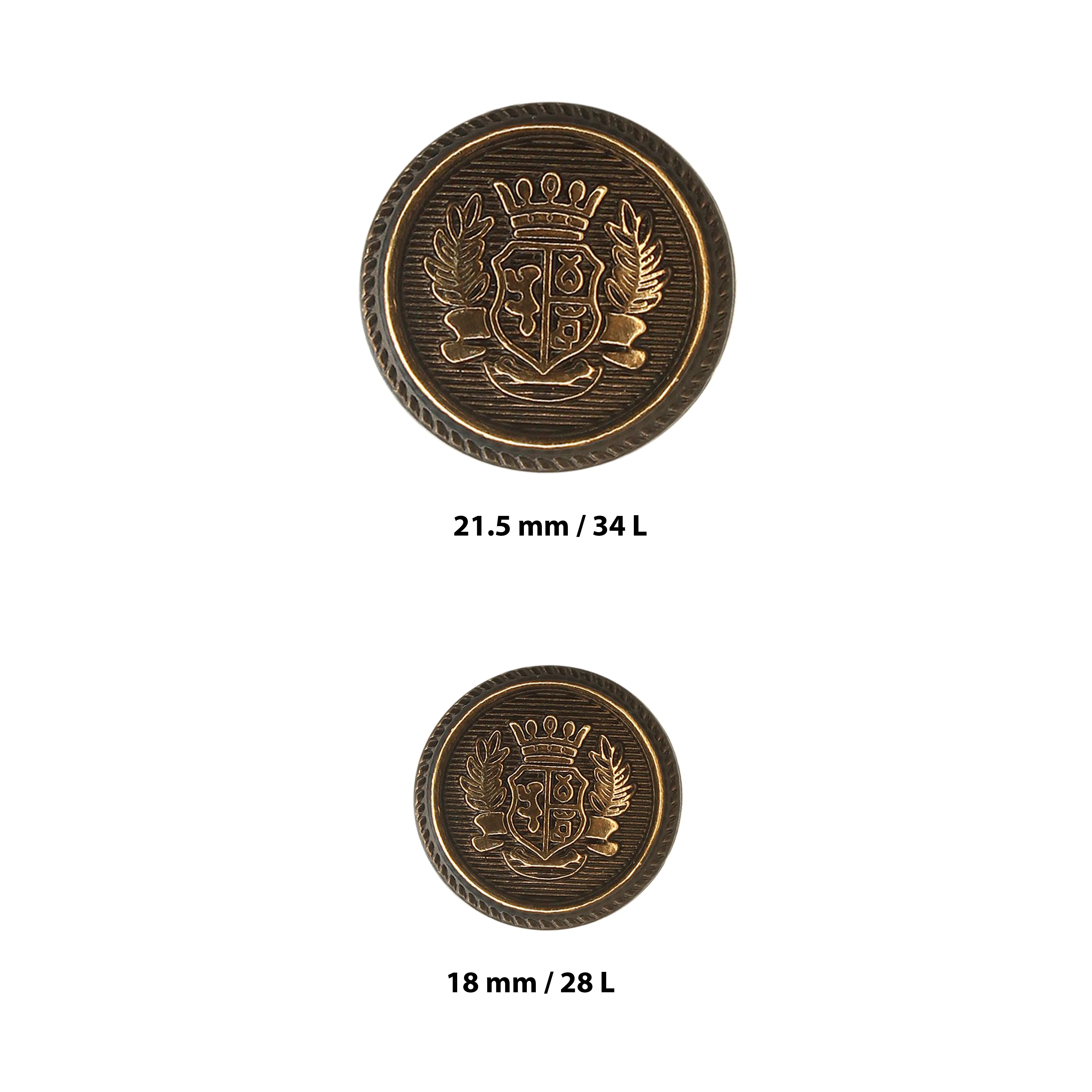 Royal imperial crest Metal Shank button (6 Big   6 Small)