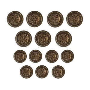 Royal imperial crest Metal Shank button (7 Big   7 Small)