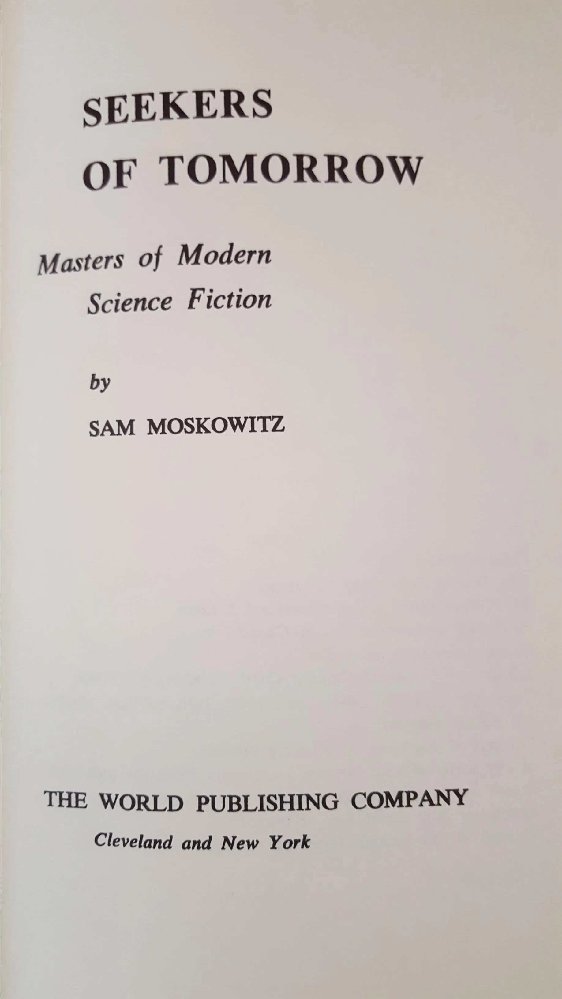 Sam Moskowitz - Seekers of Tomorrow, World, 1966