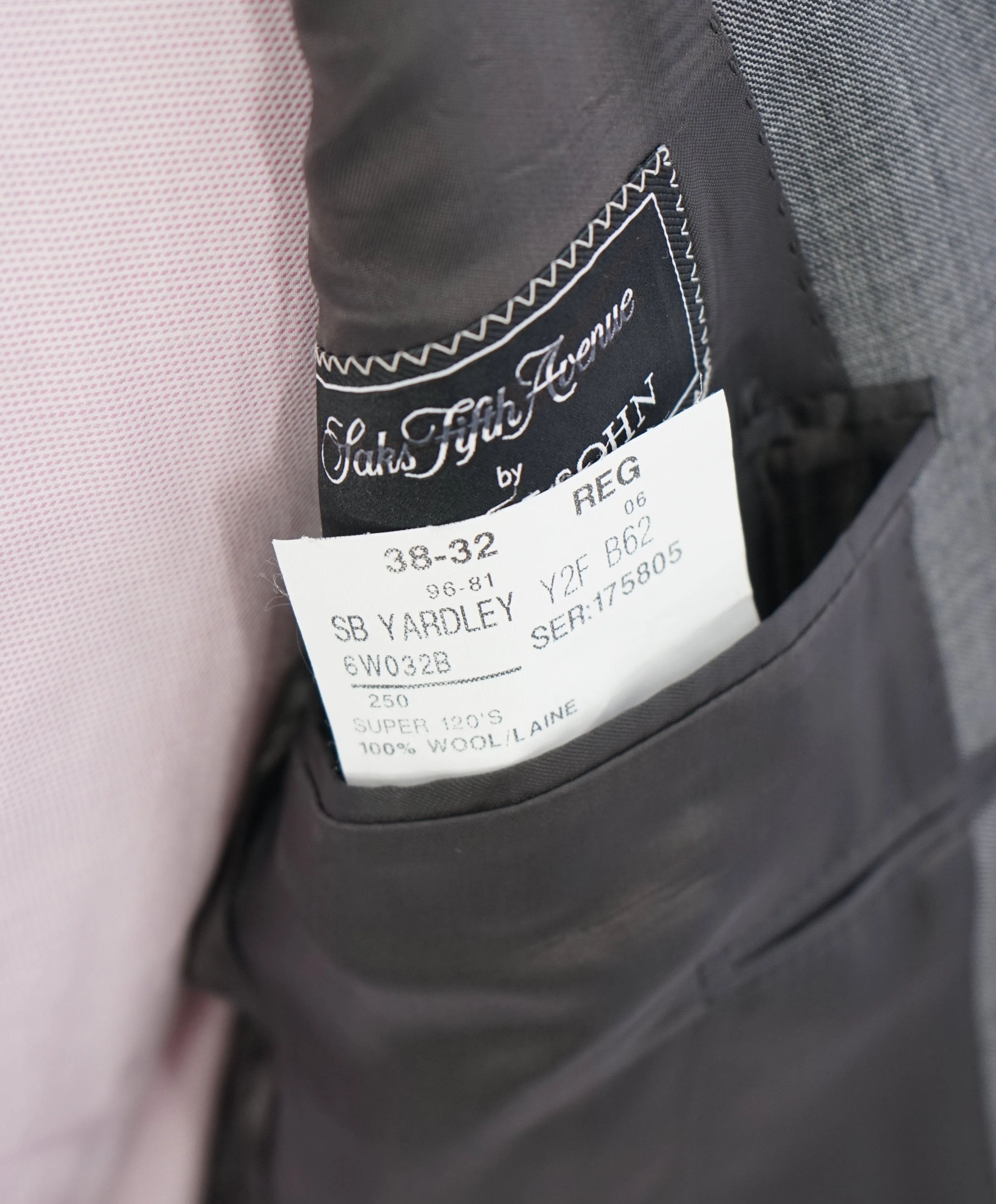 SAMUELSOHN - Super 120’s Medium Gray Textured Pattern Wool Suit - 38R