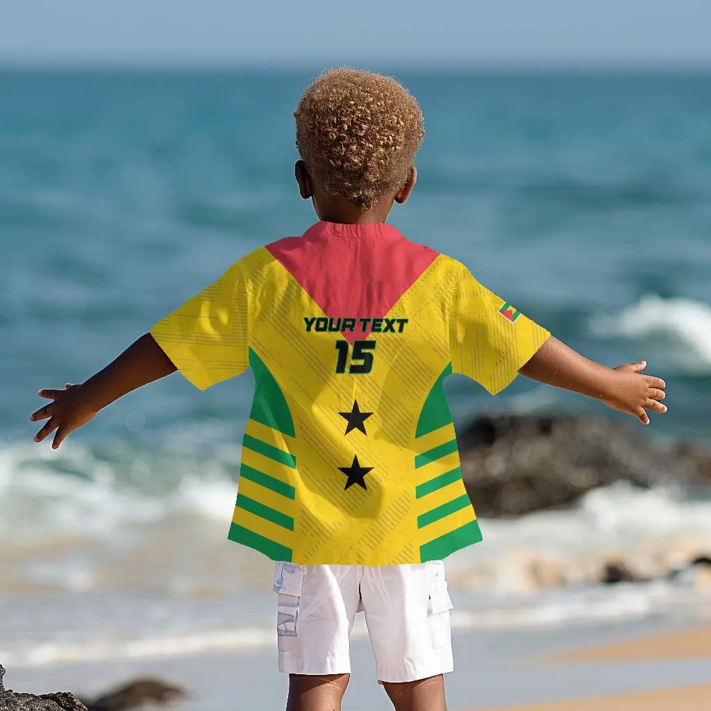 Sao Tome and Principe Football Custom Kid Hawaiian Shirt Sporty Style - Yellow Color LT15