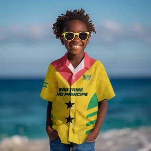 Sao Tome and Principe Football Custom Kid Hawaiian Shirt Sporty Style - Yellow Color LT15