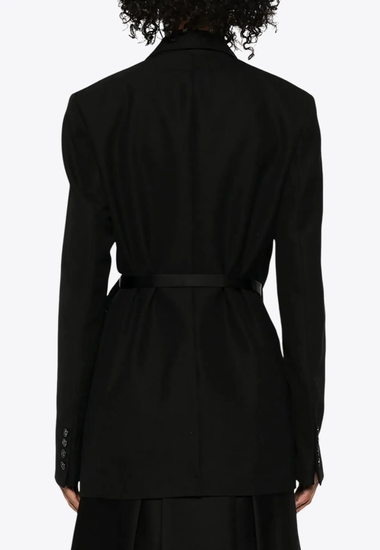 Satin-Lapels Wrap Blazer