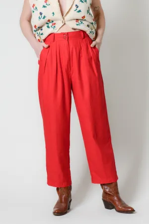 Scarlet Raw Silk Pleated Pants ~ 26W