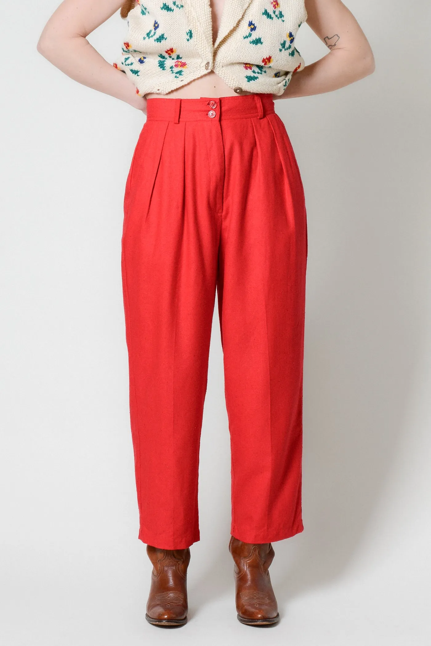 Scarlet Raw Silk Pleated Pants ~ 26W