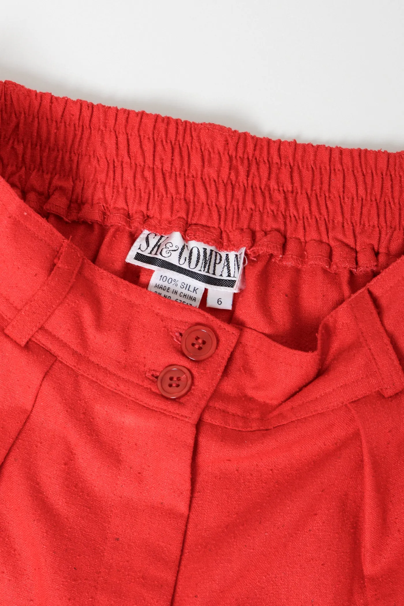 Scarlet Raw Silk Pleated Pants ~ 26W