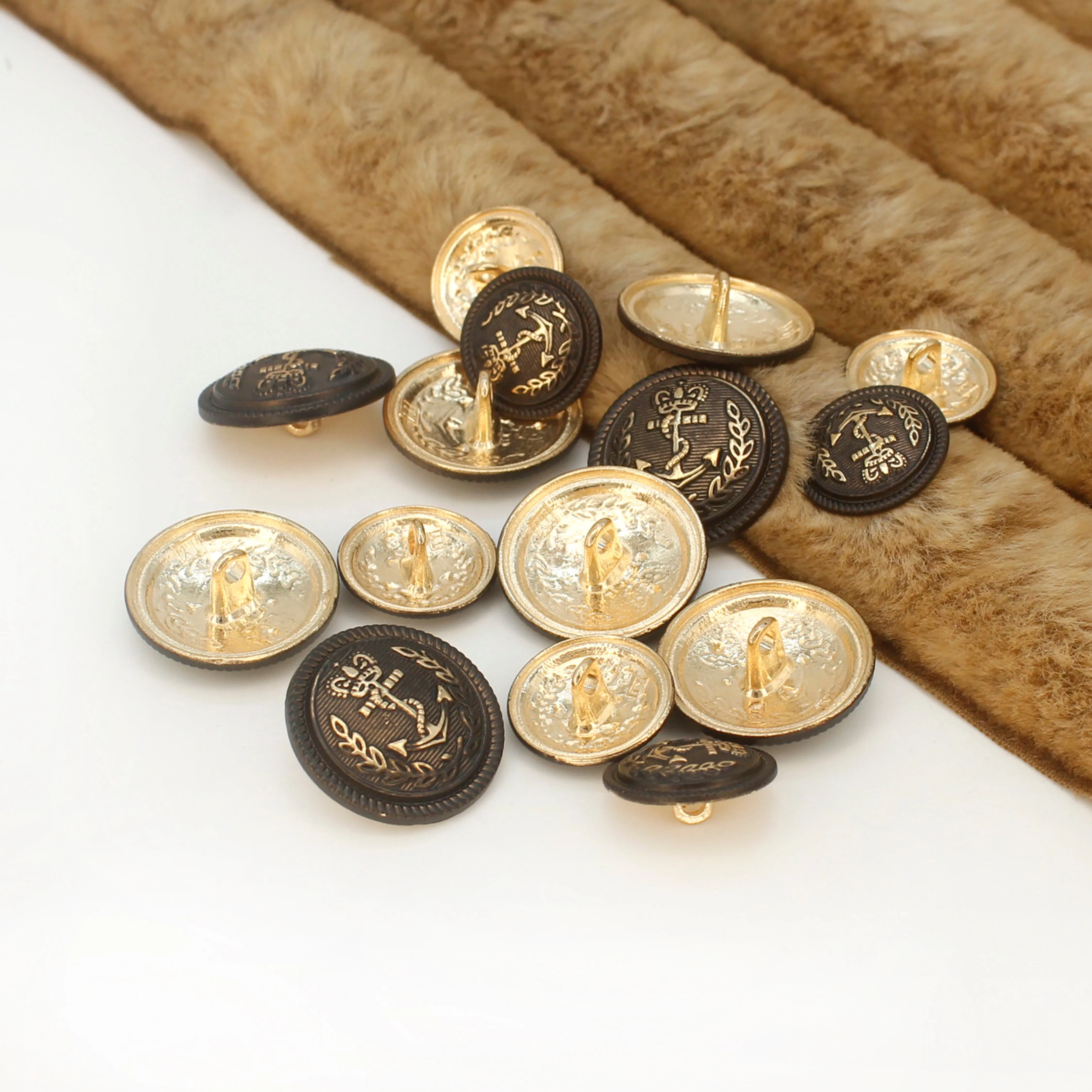 Seafaring Symbol Anchor Design Gold Metal Buttons(7 Big   7 Small)