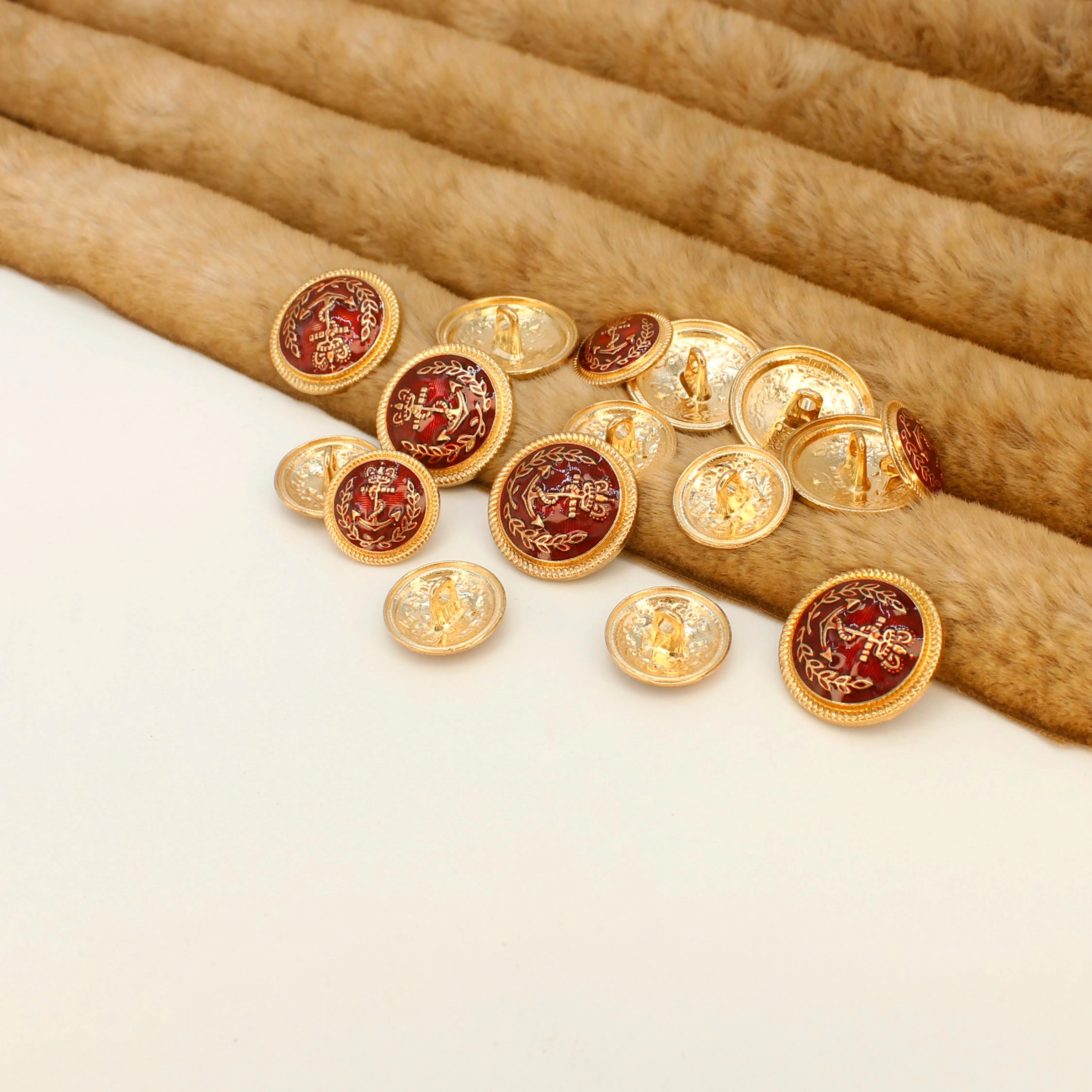 Seafaring Symbol Anchor Design Gold Metal Buttons(7 Big   7 Small)
