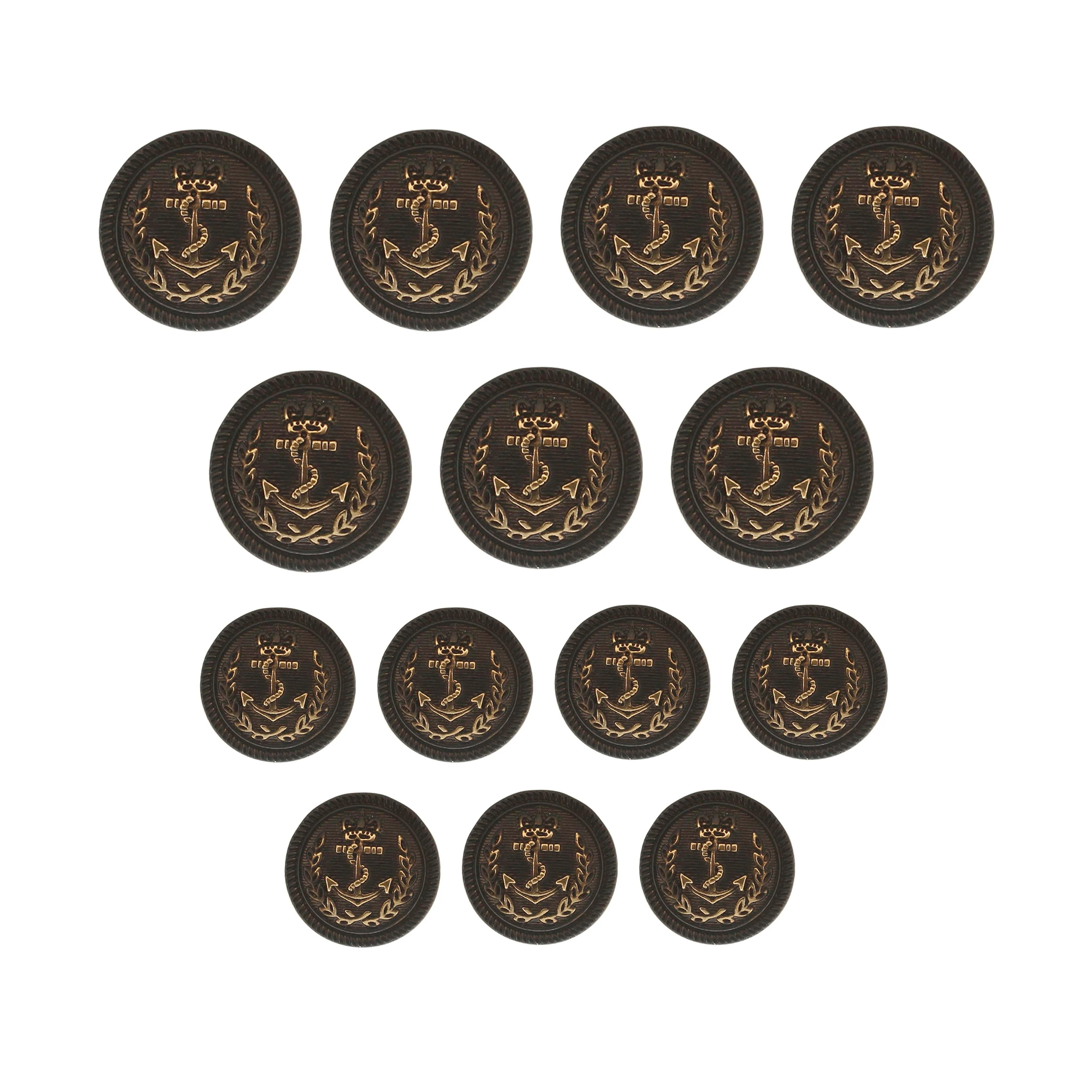 Seafaring Symbol Anchor Design Gold Metal Buttons(7 Big   7 Small)