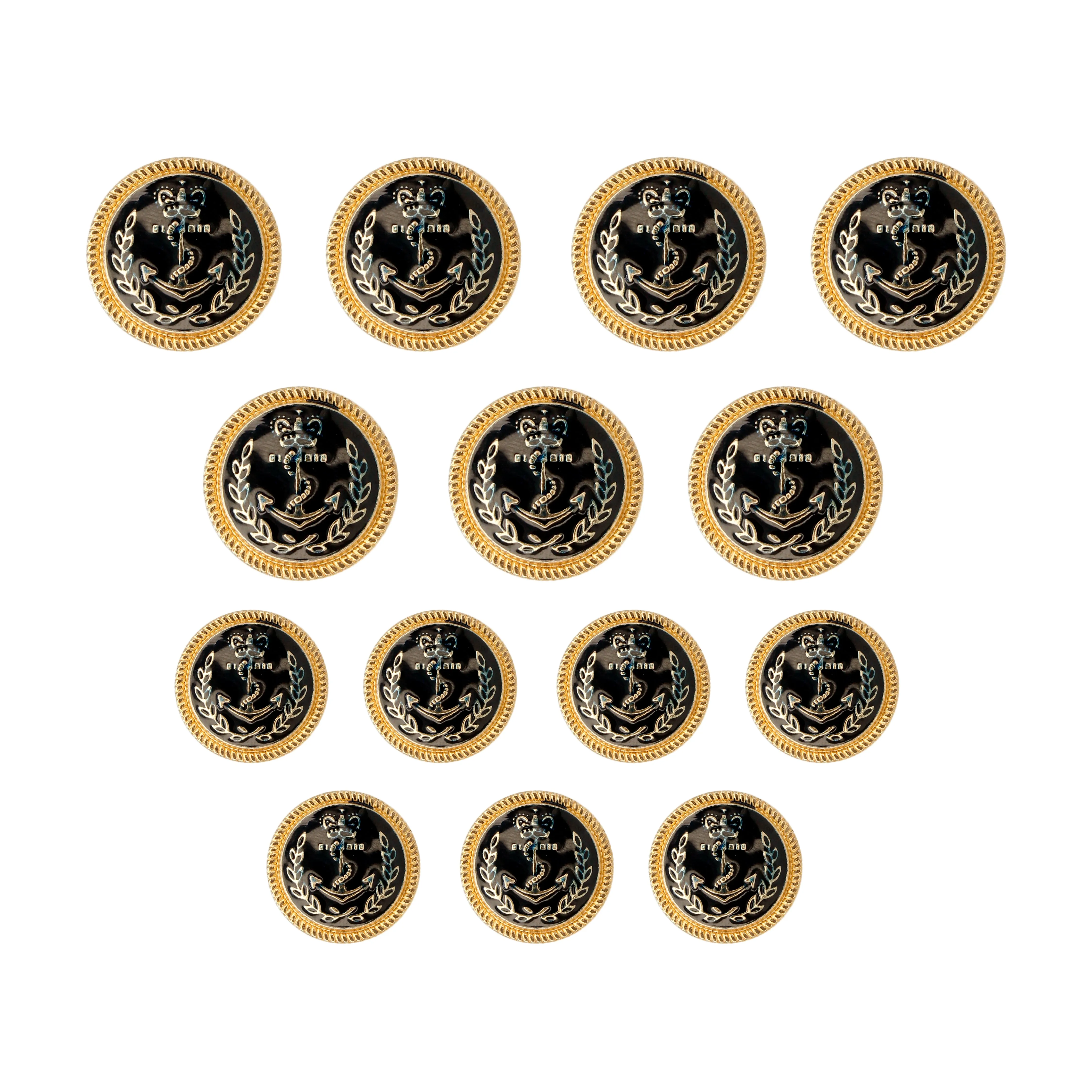 Seafaring Symbol Anchor Design Gold Metal Buttons(7 Big   7 Small)