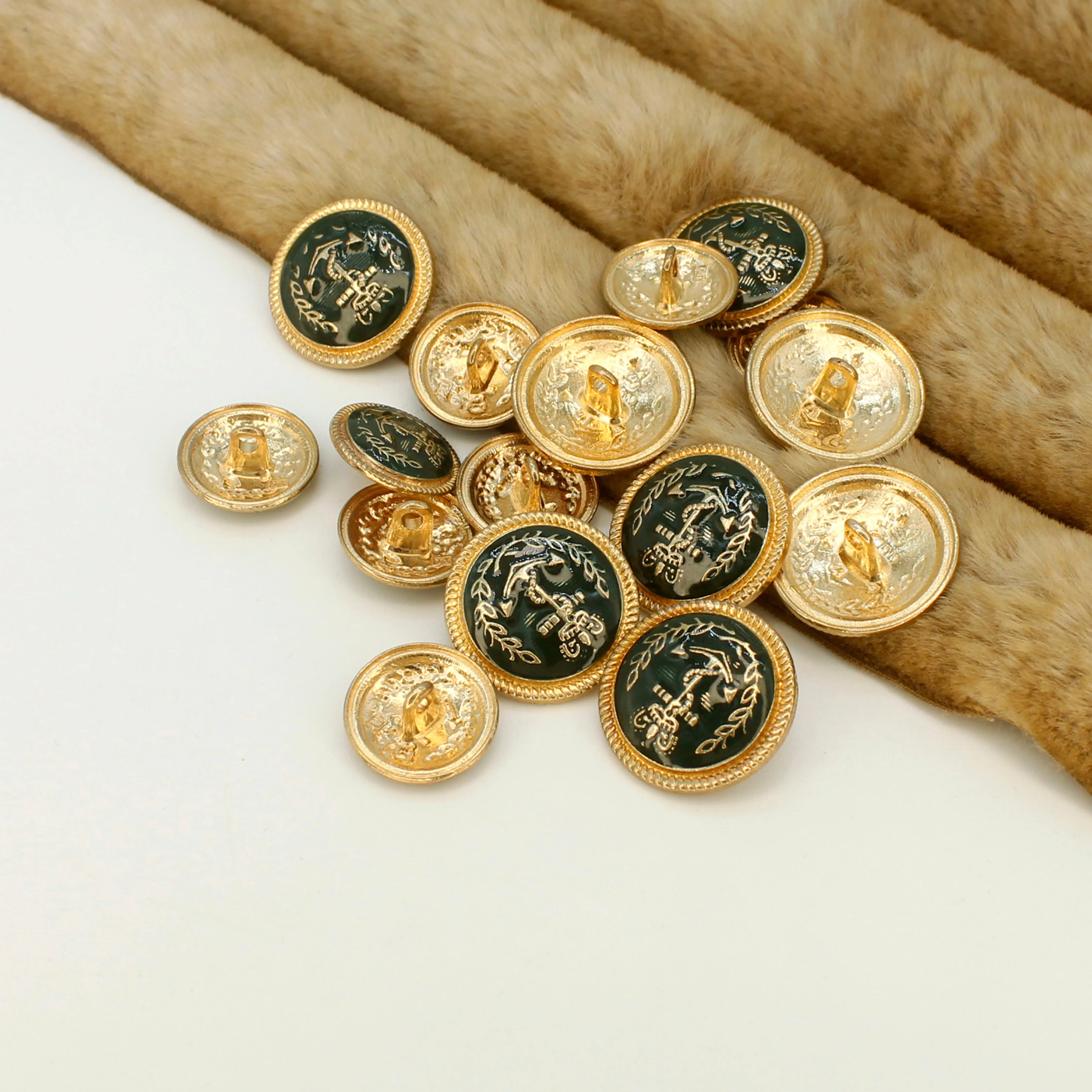 Seafaring Symbol Anchor Design Gold Metal Buttons(7 Big   7 Small)