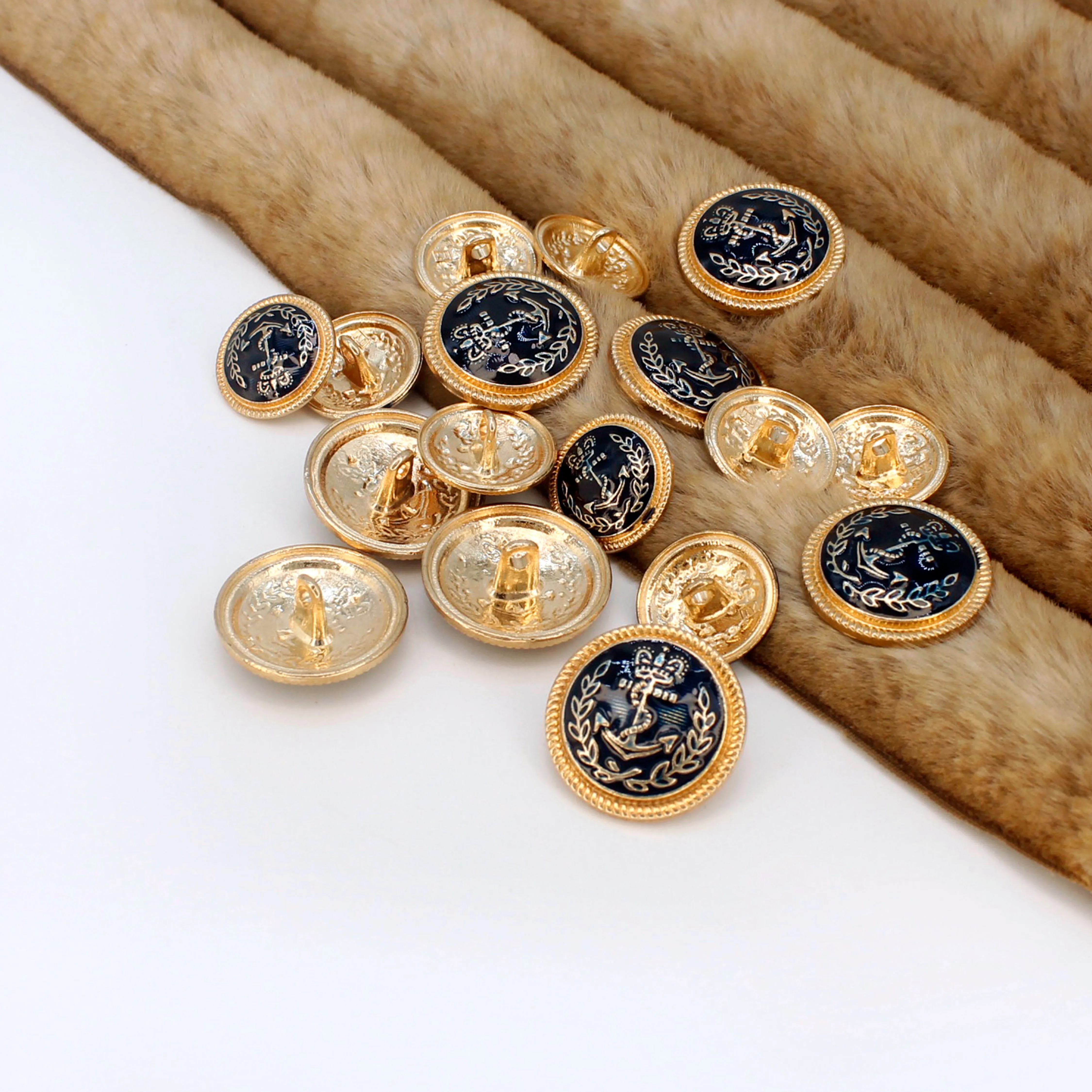 Seafaring Symbol Anchor Design Gold Metal Buttons(7 Big   7 Small)