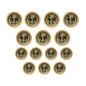 Seafaring Symbol Anchor Design Gold Metal Buttons(7 Big   7 Small)