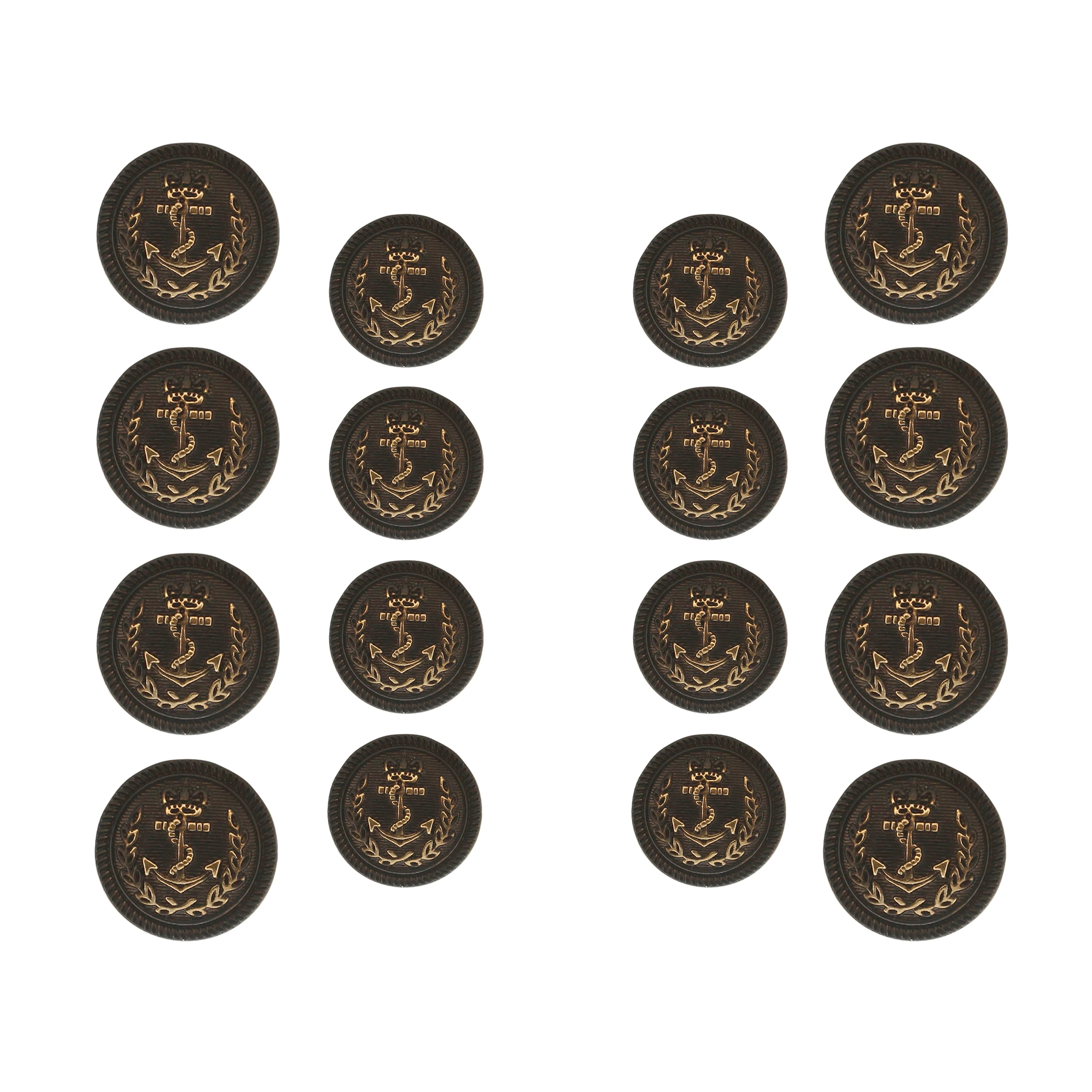 Seafaring Symbol Anchor Design Gold Metal Buttons(7 Big   7 Small)
