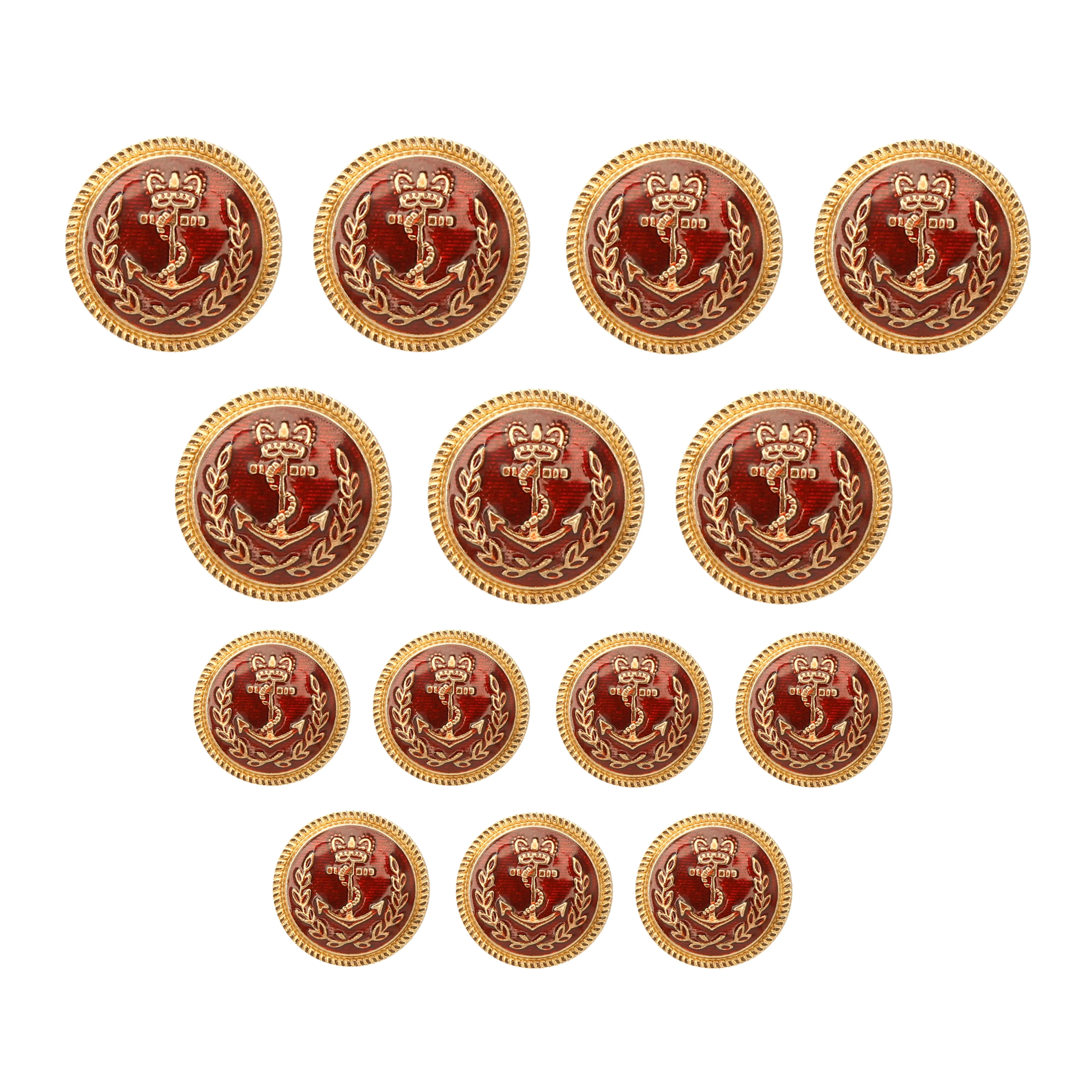Seafaring Symbol Anchor Design Gold Metal Buttons(7 Big   7 Small)