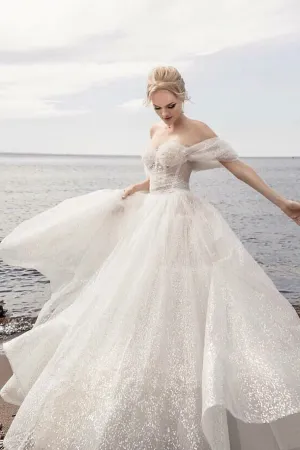 Sequin and Crystals Wedding Dresses Off-the-shoulder