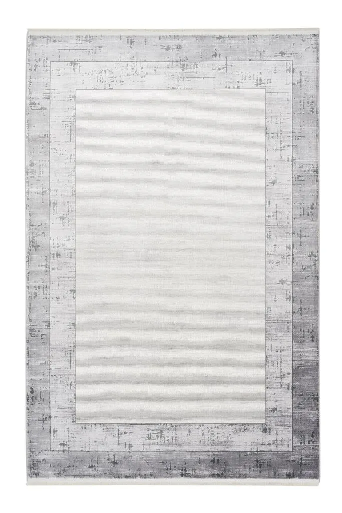Serenity Gray Viscose Woven Modern Living Room Rug 7811