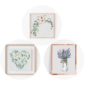 Set of 3 Cross Stitch Pattern, Instant PDF Download, Floral Design, Embroidery Tutorial, Counted Stitch Pattern, Modern Wall Art, DIY Decor