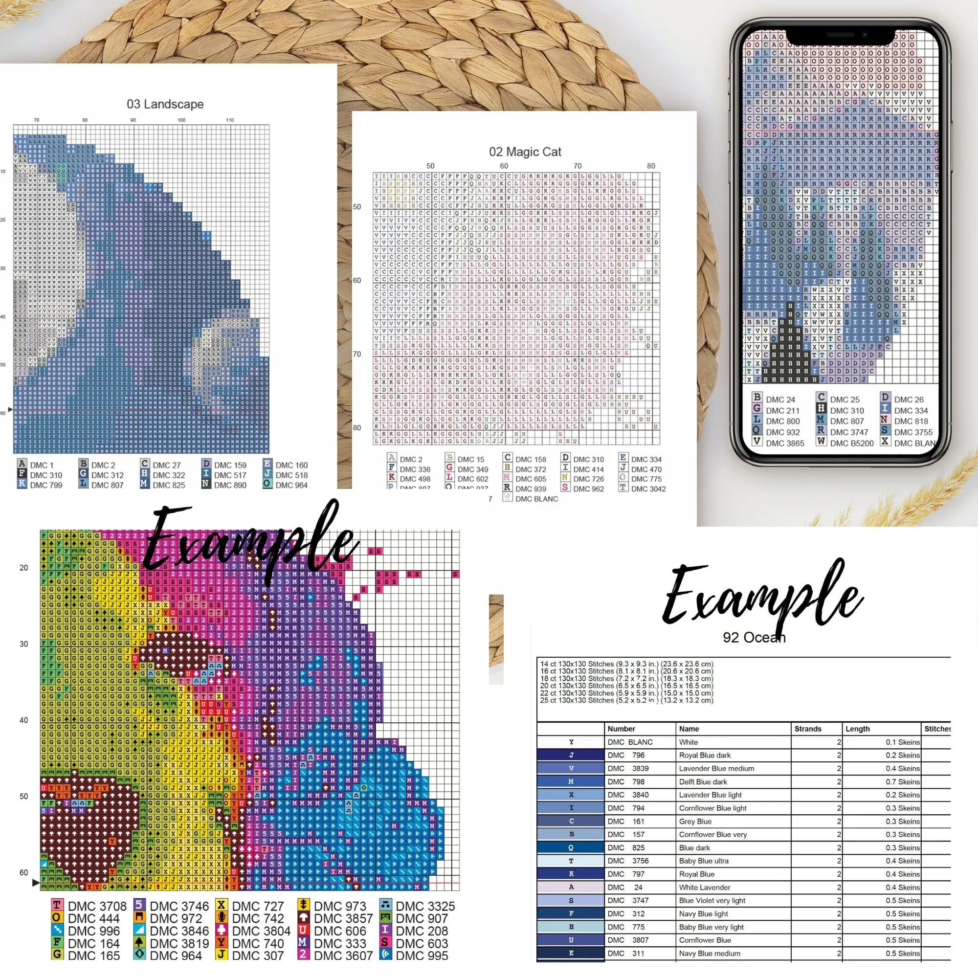 Set of 3 Cross Stitch Pattern, Instant PDF Download, Tea Time Decor, Embroidery Tutorial, Counted Stitch Pattern, Modern Wall Art, DIY Decor