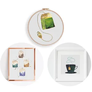 Set of 3 Cross Stitch Pattern, Instant PDF Download, Tea Time Decor, Embroidery Tutorial, Counted Stitch Pattern, Modern Wall Art, DIY Decor