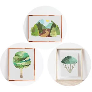 Set of 3 Cross Stitch Pattern, Instant PDF Download, Tree Outdoors, Modern Cross Stitch Tutorial, Embroidery Art, Counted Stitch Pattern