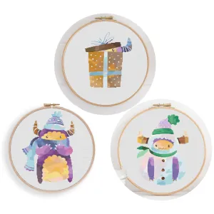 Set of 3 Cross Stitch Pattern, Instant PDF Download, Yeti Decor, Modern Cross Stitch Tutorial, Interior Embroidery, Counted Stitch Pattern