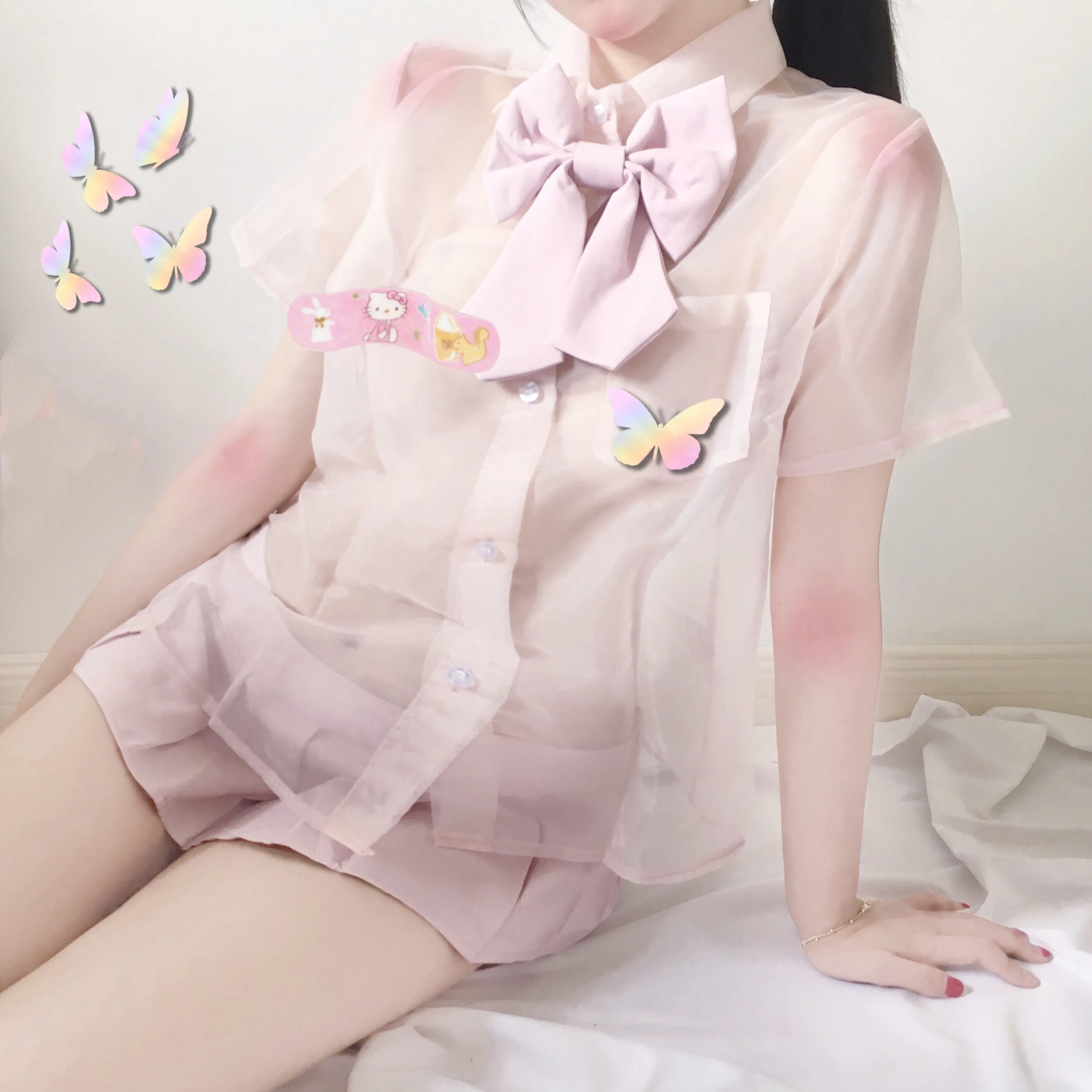 Sexy student top   pleated skirt uniform set yc22376