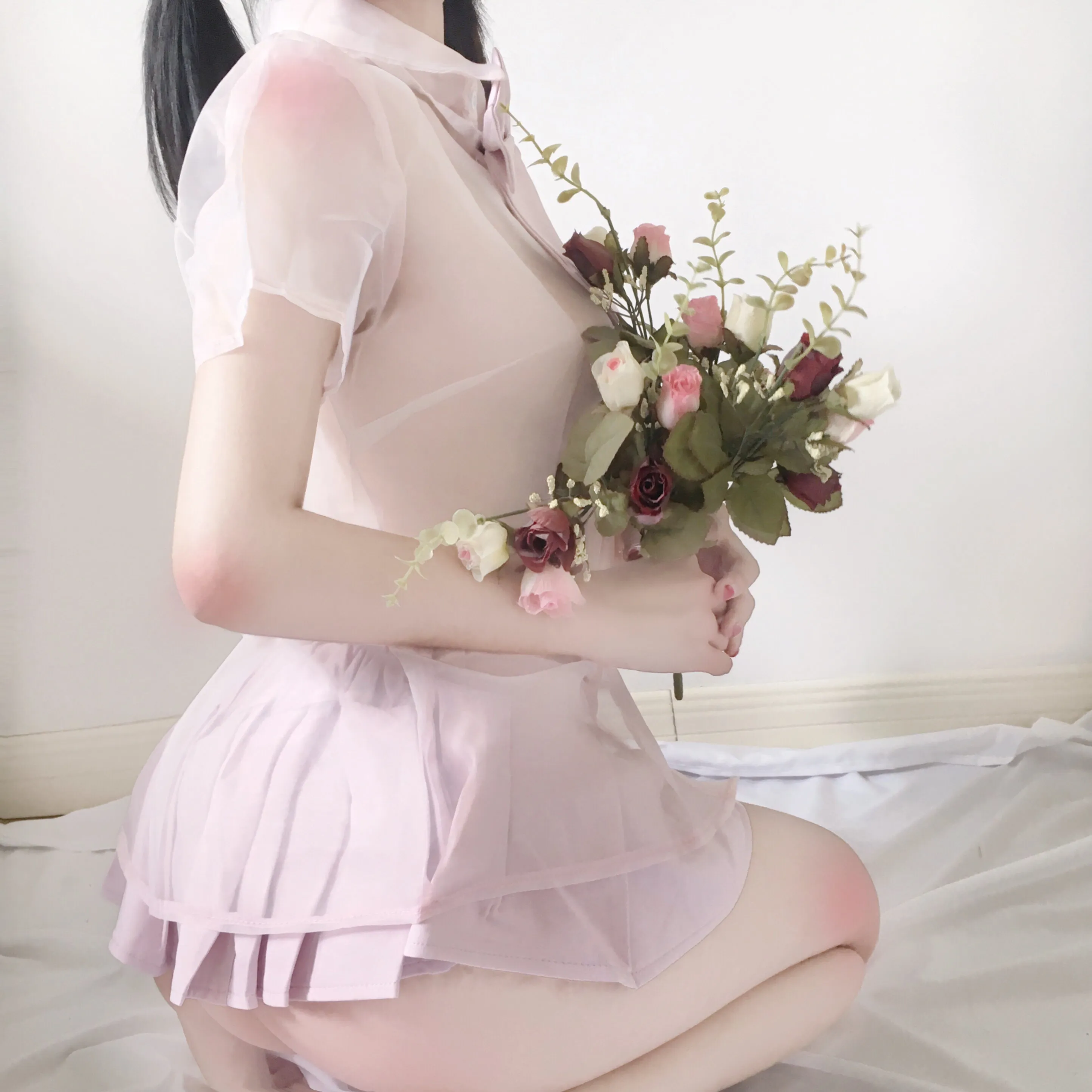 Sexy student top   pleated skirt uniform set yc22376