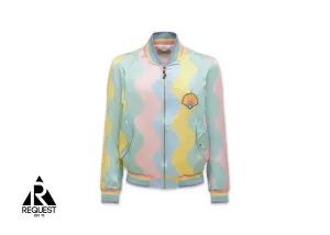 Shell Wave Print Silk Bomber Jacket "Multicolor"