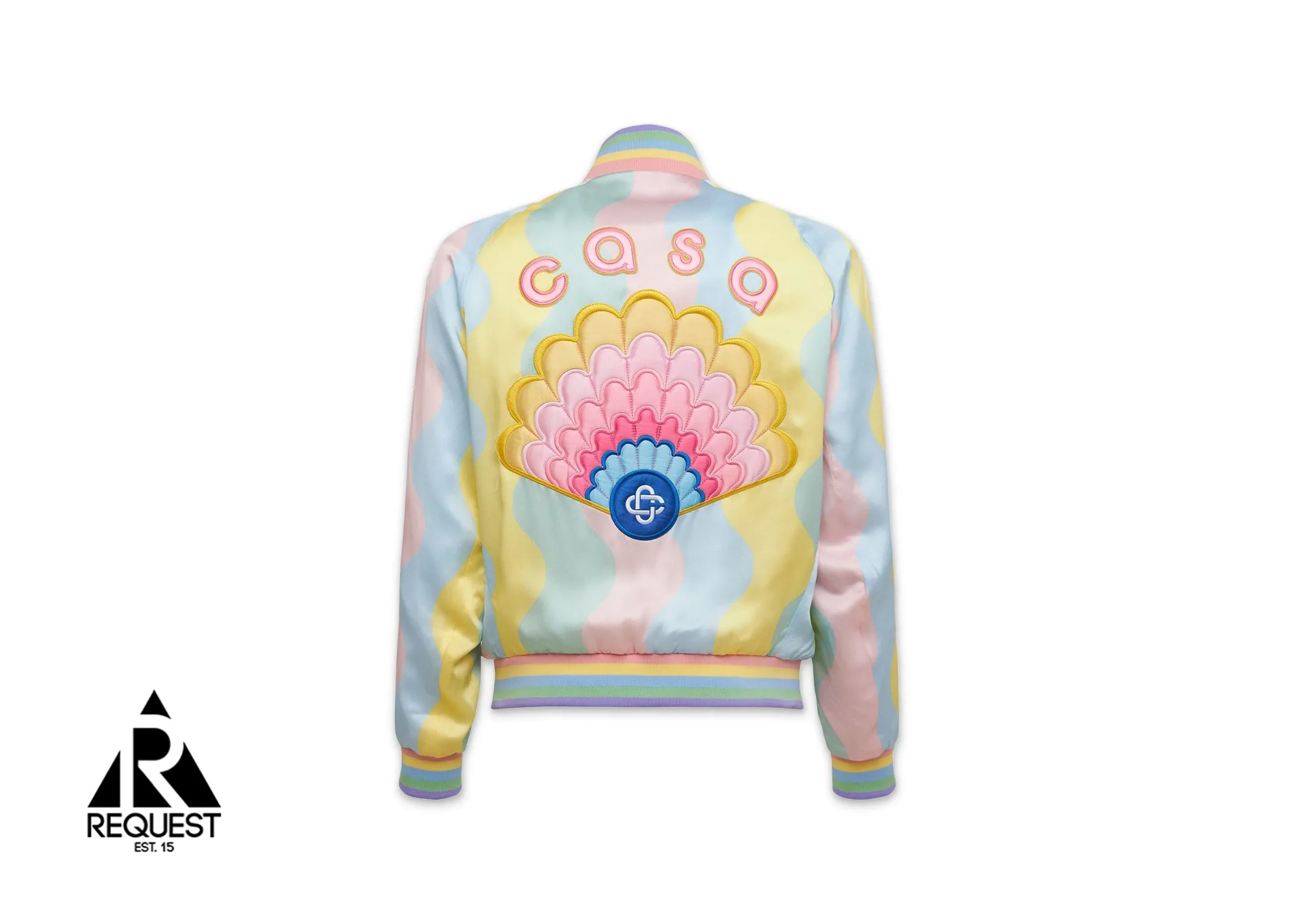 Shell Wave Print Silk Bomber Jacket "Multicolor"