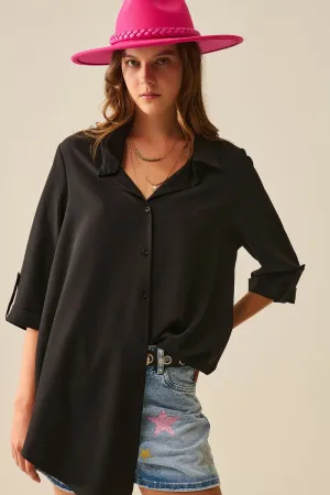 Shirt made of very soft and light fabric in black