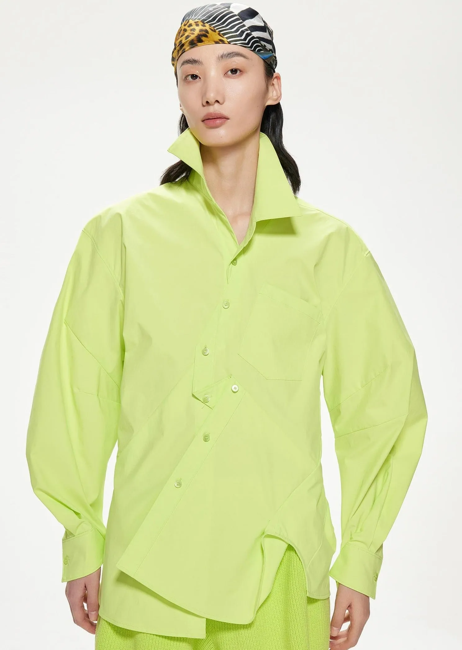 Shirts / JNBY Loose Fit Asymmetric Turndown CollarLong Sleeve Shirt