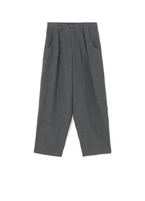 SHRUNKEN WOOL SERGE SINGLE PLEATED WIDE LEG PANTS